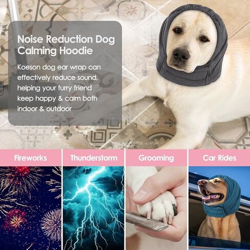 KOESON Dog Calming Hoodie, No Shake Ear Wrap for Dogs Hematoma, Anxiety Relief Dog Head Muffs for Noise Protection, Grooming, Drying, Fireworks & Thunder, Soft Neck Warmer & Ear Cover for Dogs & Cats in Kuwait