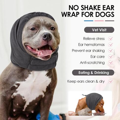 KOESON Dog Calming Hoodie, No Shake Ear Wrap for Dogs Hematoma, Anxiety Relief Dog Head Muffs for Noise Protection, Grooming, Drying, Fireworks & Thunder, Soft Neck Warmer & Ear Cover for Dogs & Cats in Kuwait