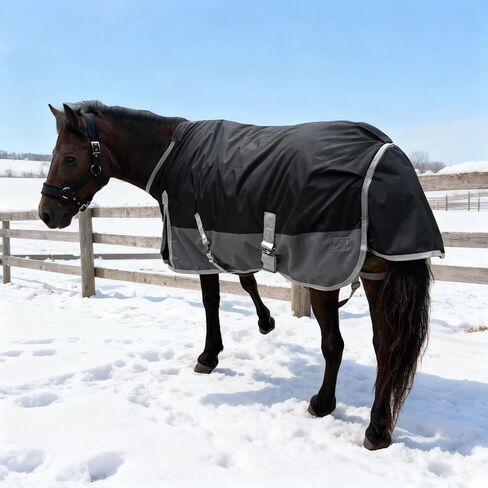 1200D Water Resistant Turnout Blanket for Mini Horse, Pony, Donkey & Llama - 220g Filled Lightweight Winter Horse Rug - for Young Horse, Alpaca, Small Equine (55‘’) in Saudi Arabia