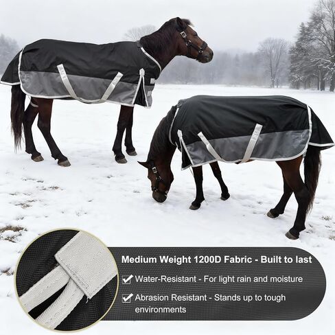 1200D Water Resistant Turnout Blanket for Mini Horse, Pony, Donkey & Llama - 220g Filled Lightweight Winter Horse Rug - for Young Horse, Alpaca, Small Equine (55‘’) in Saudi Arabia