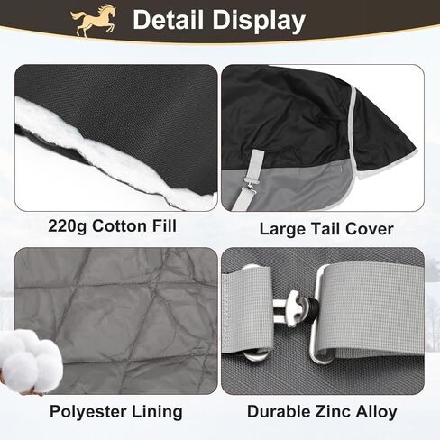 1200D Water Resistant Turnout Blanket for Mini Horse, Pony, Donkey & Llama - 220g Filled Lightweight Winter Horse Rug - for Young Horse, Alpaca, Small Equine (55‘’) in Saudi Arabia