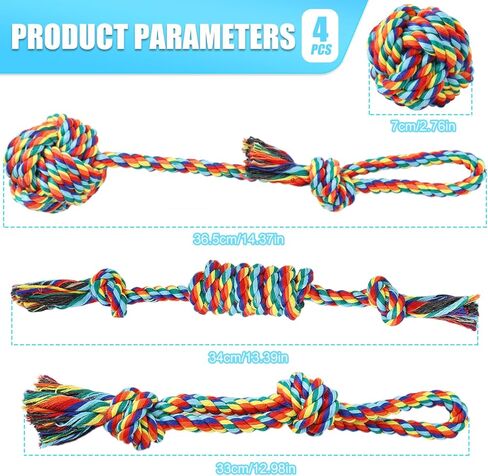 Celery Tough Dog Toys for Aggressive chewers - 4 Pack Durable Cotton Rope chew Toys for Large Dogs and Medium, Interactive tug of War, Teeth Cleaning, Puppy Training and Fetch Play in Kuwait