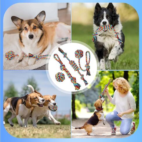 Celery Tough Dog Toys for Aggressive chewers - 4 Pack Durable Cotton Rope chew Toys for Large Dogs and Medium, Interactive tug of War, Teeth Cleaning, Puppy Training and Fetch Play in Kuwait