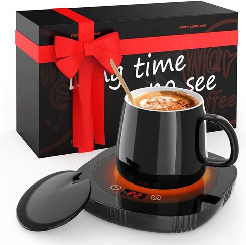 Coffee Mug Warmer, Cup Warmer for Desk with Auto Shut Off, 2 Temp Settings & 1-12H Timer, Coffee Heater Smart Electric Beverage Coffee Cup Warmer, Warmer for Tea, Water, Milk and Coco - Black in Saudi Arabia