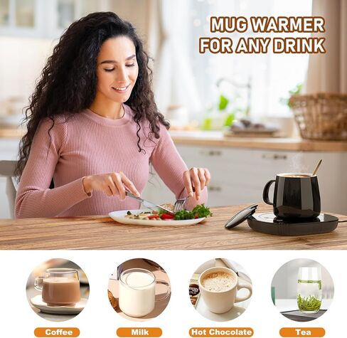 Coffee Mug Warmer, Cup Warmer for Desk with Auto Shut Off, 2 Temp Settings & 1-12H Timer, Coffee Heater Smart Electric Beverage Coffee Cup Warmer, Warmer for Tea, Water, Milk and Coco - Black in Saudi Arabia