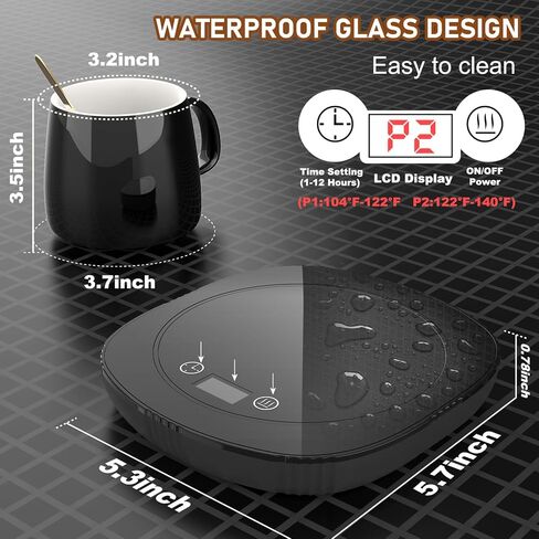 Coffee Mug Warmer, Cup Warmer for Desk with Auto Shut Off, 2 Temp Settings & 1-12H Timer, Coffee Heater Smart Electric Beverage Coffee Cup Warmer, Warmer for Tea, Water, Milk and Coco - Black in Saudi Arabia