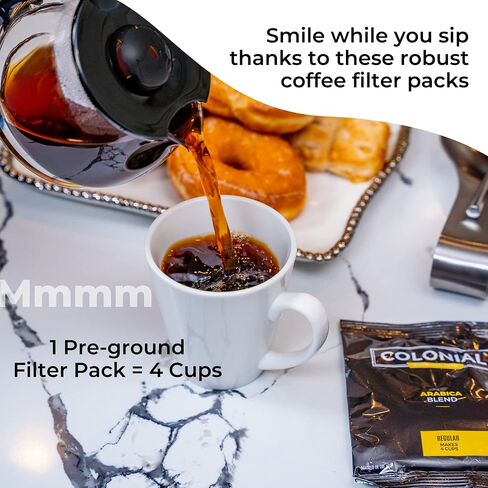 Colonial Coffee Ground Coffee Filter Portion Packs, 2 Ounce (Pack of 40), 100% Arabica Breakfast Blend Medium Roast, Gourmet Bulk Packets for 10-12 Cup Drip Maker in Saudi Arabia