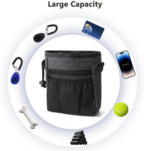 Premium Dog Treat Bags Training Pouch – Versatile Dog Walking Bag & Dog Training Kit with Multiple Carrying Options, Stylish Black and Jeans Design for Easy Pet Training in Saudi Arabia