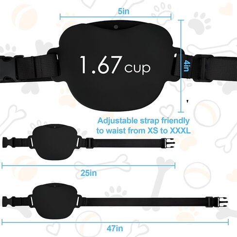 Silicone Dog Treat Pouch, Portable Dog Treat Bag, Self-Closing Pet Feed Snack Reward, for Puppy Travel or Outdoor Use（black） in Saudi Arabia