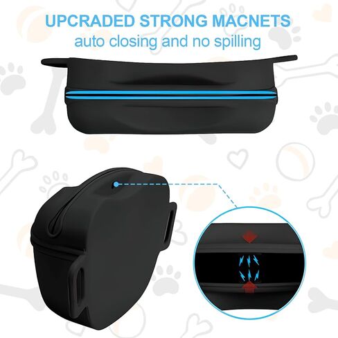 Silicone Dog Treat Pouch, Portable Dog Treat Bag, Self-Closing Pet Feed Snack Reward, for Puppy Travel or Outdoor Use（black） in Saudi Arabia