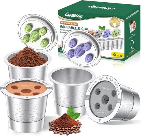 CAPMESSO Reusable K Cups for Keurig: 2025 Updated My K cup Metal Coffee Filter Refillable Coffee Pods with 5 Holes - for K Supreme/K Slim/K-Duo Gen2/K-Brew Chill with MultiStream Technology (2 Pack) in Saudi Arabia