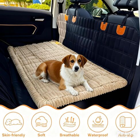 Backseat Pet Bed Mat, Dog Bed for Car Back Seat, Soft & Fuzzy Dog Seat Covers, Non-Slip Travel Pet Mat, Fit for Backseat Extenders and Trucks SUVs(Coffee, 60 * 137cm) in Saudi Arabia