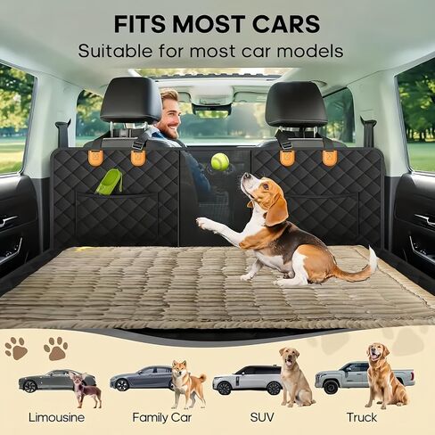 Backseat Pet Bed Mat, Dog Bed for Car Back Seat, Soft & Fuzzy Dog Seat Covers, Non-Slip Travel Pet Mat, Fit for Backseat Extenders and Trucks SUVs(Coffee, 60 * 137cm) in Saudi Arabia
