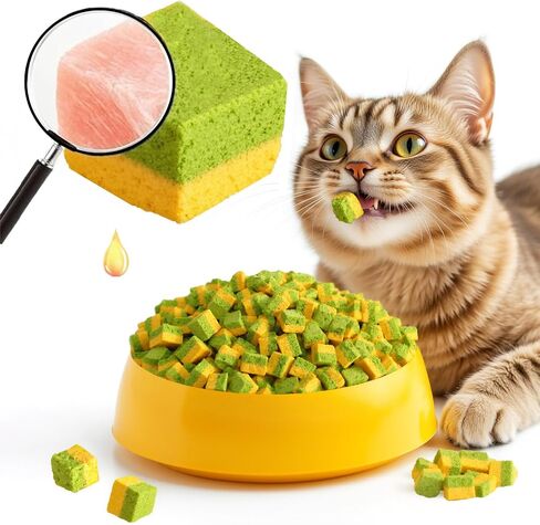 Cat Toy Grass Treats Freeze Dried 2 in 1 60g Fish Oil Chicken Cats Chew Grass Pellet Kitten Catnip for Hairball Removal Kitty Bite Snack for Cleaning Teeth Kitten Dental Food Indoor (2.12oz) in Kuwait