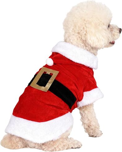 ملابس عيد الميلاد للكلاب زي سانتا ملابس عيد الميلاد للحيوانات الأليفة للحيوانات الأليفة الصغيرة والقطط والجرو فستان أحمر ملحقات الحفلات (X-Small) in Saudi Arabia