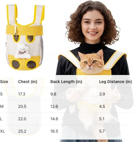 Cat Backpack Carrier for Travel – Hands-Free Chest & Shoulder Pet Carrier, Portable Front-Facing Cat Bag for Vet Visits and Outdoor Training (Yellow,X-Large) in Saudi Arabia