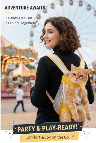 Cat Backpack Carrier for Travel – Hands-Free Chest & Shoulder Pet Carrier, Portable Front-Facing Cat Bag for Vet Visits and Outdoor Training (Yellow,X-Large) in Saudi Arabia