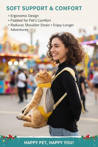 Cat Backpack Carrier for Travel – Hands-Free Chest & Shoulder Pet Carrier, Portable Front-Facing Cat Bag for Vet Visits and Outdoor Training (Yellow,X-Large) in Saudi Arabia