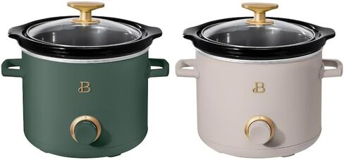 طباخ يدوي بطيء جميل سعة 2 لتر، عبوتين، أخضر زعتر، رمادي داكن بورسيني in Kuwait