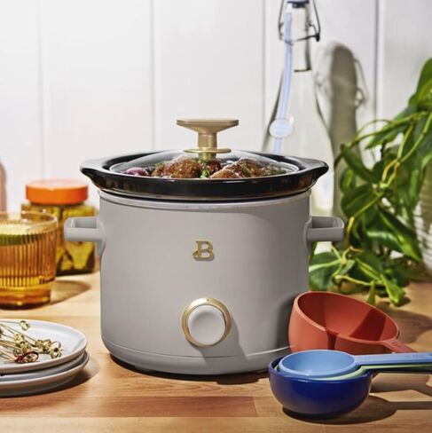 طباخ يدوي بطيء جميل سعة 2 لتر، عبوتين، أخضر زعتر، رمادي داكن بورسيني in Kuwait