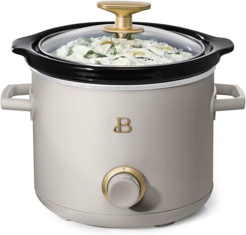 طباخ يدوي بطيء جميل سعة 2 لتر، عبوتين، أخضر زعتر، رمادي داكن بورسيني in Kuwait