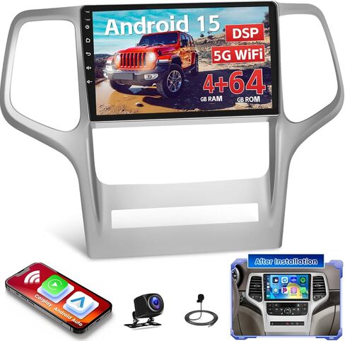 [8 Core 6+128GB] Hikity Android 15 Car Stereo لجيب Grand Cherokee 2008-2013 مع Carplay Wireless Android Auto ، 9 '' '‘' Radio GPS 5G WiFi Mirror Link Bluetooth 32EQ/DSP SWC camle in Saudi Arabia
