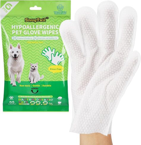 Pet Glove Wipes for Dogs & Cats,Shedding Control, Dander Removal & Paw Cleaning,Reusable Dry Wash Mitt for Daily Use, Travel Essentials for Pets in Saudi Arabia