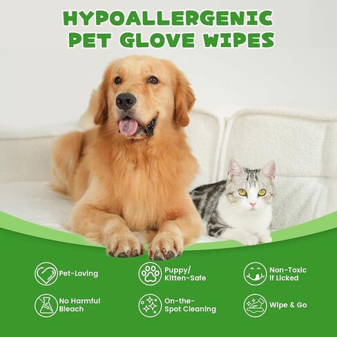 Pet Glove Wipes for Dogs & Cats,Shedding Control, Dander Removal & Paw Cleaning,Reusable Dry Wash Mitt for Daily Use, Travel Essentials for Pets in Saudi Arabia