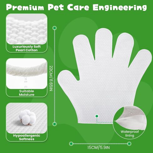 Pet Glove Wipes for Dogs & Cats,Shedding Control, Dander Removal & Paw Cleaning,Reusable Dry Wash Mitt for Daily Use, Travel Essentials for Pets in Saudi Arabia