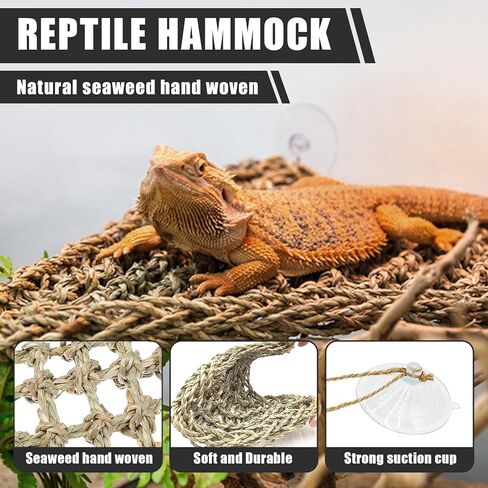 Leopard Gecko Tank Accessories, Habitat Decor with Reptile Hammock, Bendable Wooden Bridge for Bearded Dragon, Hermit Crab, Crested Gecko, Lizard, Chameleon, Snake in Saudi Arabia