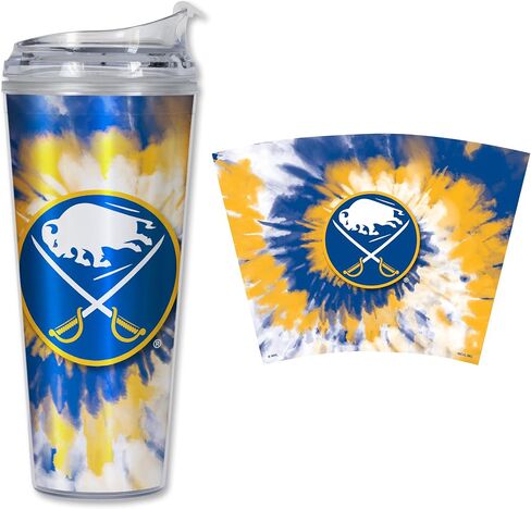 Rico Industries NHL Hockey Chicago Blackhawks Team Color Tie Dye 24oz Metallic Acrylic Tumbler with Hinged Lid, Officially Licensed Double Wall Tumbler with Straw in Saudi Arabia