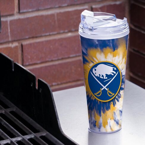 Rico Industries NHL Hockey Chicago Blackhawks Team Color Tie Dye 24oz Metallic Acrylic Tumbler with Hinged Lid, Officially Licensed Double Wall Tumbler with Straw in Saudi Arabia