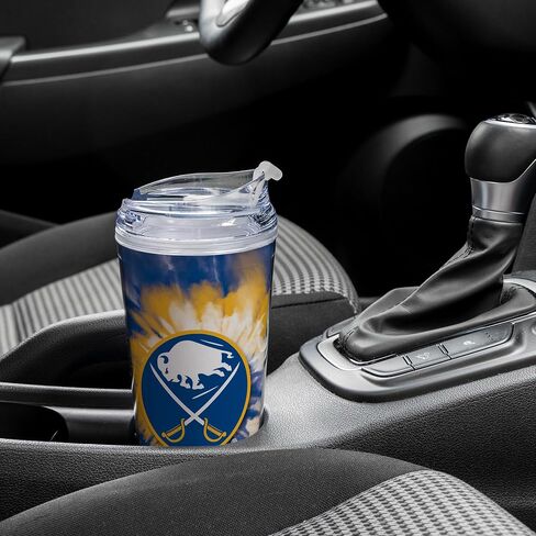 Rico Industries NHL Hockey Chicago Blackhawks Team Color Tie Dye 24oz Metallic Acrylic Tumbler with Hinged Lid, Officially Licensed Double Wall Tumbler with Straw in Saudi Arabia