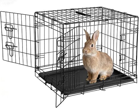 GarveeLife Rabbit Cage, Portable Rabbit Carriers with Slide Out Tray, Top & Front Door, Folding Small Critter Carriers Cage for Bunny, Ferret, Chinchilla, Cat, Rat (24Inch) in Saudi Arabia