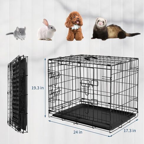 GarveeLife Rabbit Cage, Portable Rabbit Carriers with Slide Out Tray, Top & Front Door, Folding Small Critter Carriers Cage for Bunny, Ferret, Chinchilla, Cat, Rat (24Inch) in Saudi Arabia