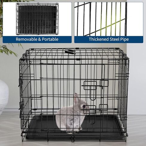 GarveeLife Rabbit Cage, Portable Rabbit Carriers with Slide Out Tray, Top & Front Door, Folding Small Critter Carriers Cage for Bunny, Ferret, Chinchilla, Cat, Rat (24Inch) in Saudi Arabia