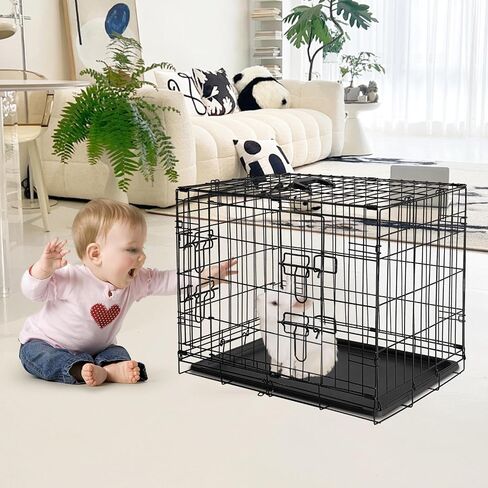 GarveeLife Rabbit Cage, Portable Rabbit Carriers with Slide Out Tray, Top & Front Door, Folding Small Critter Carriers Cage for Bunny, Ferret, Chinchilla, Cat, Rat (24Inch) in Saudi Arabia