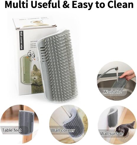 Softer Self Groomer brushes, Cat Corner Groomer brushes, Self Grooming Cat Brush for Long & Short Fur Kitten Cats Dogs（grey） in Saudi Arabia