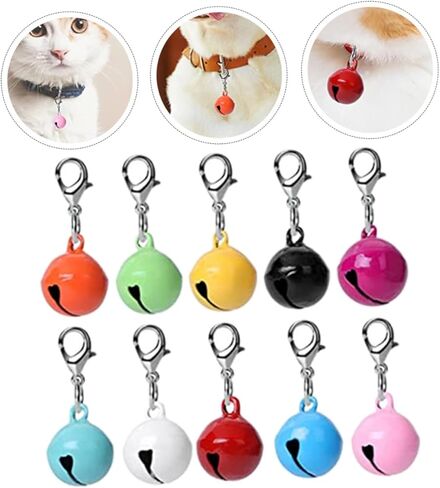Garneck 10Pcs Decorative Pet Collar Crafted Collar Charms for Cats for Home Party Decoration Soft Chime Sound Easy to Hang in Saudi Arabia