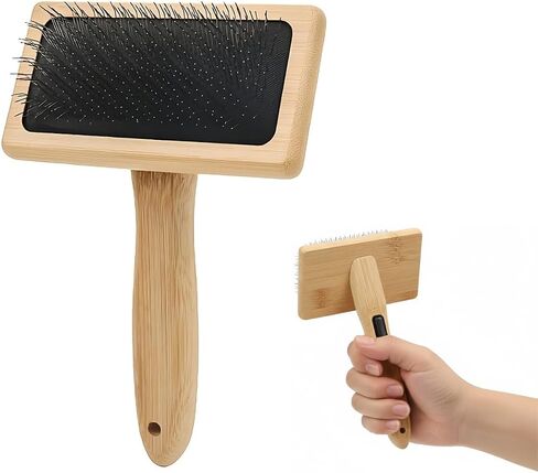 Dog & Cat Slicker Brush for Shedding and Grooming | Bamboo Brush Removes Loose Fur, Tangles & Mats | Eco-Friendly Pet Comb for All Coat Types | Gentle Deshedding Tool for Pets | Pet Supplies in Saudi Arabia