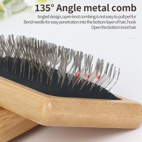 Dog & Cat Slicker Brush for Shedding and Grooming | Bamboo Brush Removes Loose Fur, Tangles & Mats | Eco-Friendly Pet Comb for All Coat Types | Gentle Deshedding Tool for Pets | Pet Supplies in Saudi Arabia