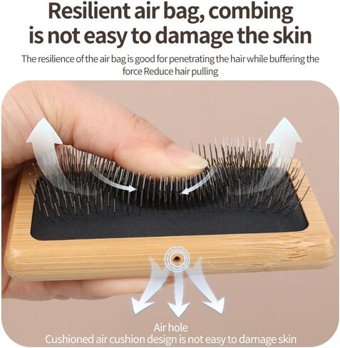 Dog & Cat Slicker Brush for Shedding and Grooming | Bamboo Brush Removes Loose Fur, Tangles & Mats | Eco-Friendly Pet Comb for All Coat Types | Gentle Deshedding Tool for Pets | Pet Supplies in Saudi Arabia