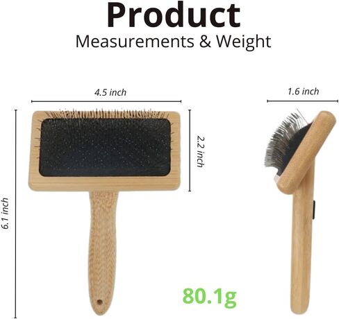 Dog & Cat Slicker Brush for Shedding and Grooming | Bamboo Brush Removes Loose Fur, Tangles & Mats | Eco-Friendly Pet Comb for All Coat Types | Gentle Deshedding Tool for Pets | Pet Supplies in Saudi Arabia