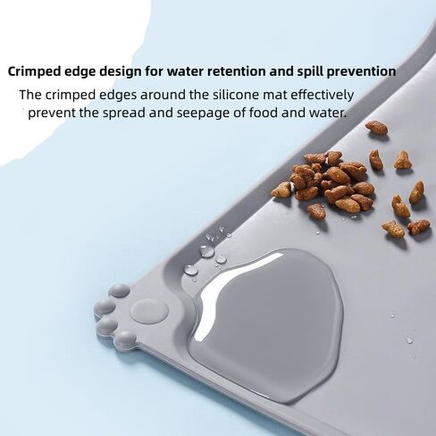Dog Food Mat, Anti-Slip Dog Bowl Mats for Food and Water, Waterproof Raised Edge Pet Feeding Mat for Contain Spills Protect Floors for Small Medium Large Dogs Cats(19"x12", Dark Gray) in Saudi Arabia