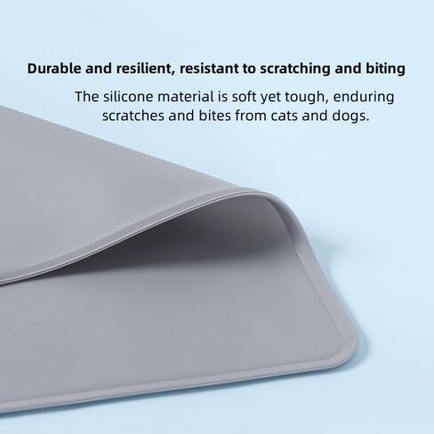 Dog Food Mat, Anti-Slip Dog Bowl Mats for Food and Water, Waterproof Raised Edge Pet Feeding Mat for Contain Spills Protect Floors for Small Medium Large Dogs Cats(19"x12", Dark Gray) in Saudi Arabia