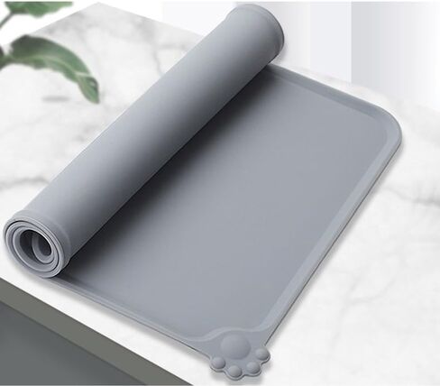 Dog Food Mat, Anti-Slip Dog Bowl Mats for Food and Water, Waterproof Raised Edge Pet Feeding Mat for Contain Spills Protect Floors for Small Medium Large Dogs Cats(19"x12", Dark Gray) in Saudi Arabia