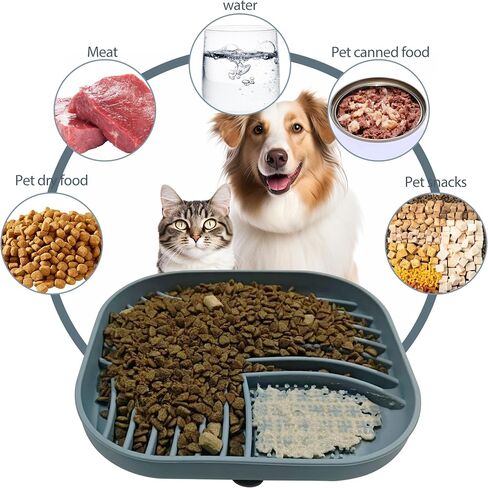 Licking Mat for Dogs Quadrilateral, Dog Lick Pad with Suction Cups for Anxiety, Slow Feeding Yogurt or Peanut Butter Dog Licking Mat - Boredom & Anxiety Relief for Dogs(Blue) in Saudi Arabia