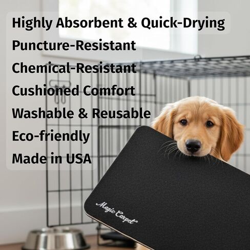 بطانة بيت الكلب من Magic Carpet™ وبساط تغذية الحيوانات الأليفة (عبوتان) | 18 بوصة × 11.75 بوصة لكل منها | ماصة للخدمة الشاقة ومقاومة للثقب | قابل للغسل، وقابل لإعادة الاستخدام، وصديق للبيئة | صنع في الولايات المتحدة الأمريكية | المواد المعاد تدويرها in Kuwait