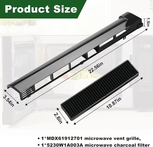 شبكة تهوية علوية لفرن الميكروويف MDX61912701 مع قطعتين 5230W1A003A مرشح ميكروويف لأجهزة الميكروويف LG AP5202555، 2119394، AH3535252، EA3535252، LMV2031ST، LMH2016ST، LMHM2237B in Kuwait