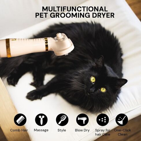 Pet Steam Brush Grooming Dryer for Dogs & Cats – 3-in-1 Grooming Tool with Gentle Steam, Low Noise 600W Motor, Deshedding, Drying & Fur Fluffing for All Coat Types in Saudi Arabia